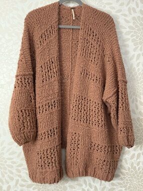 Free People FP Women’s M L Mauve Pink Boho Oversized Cardigan Sweater